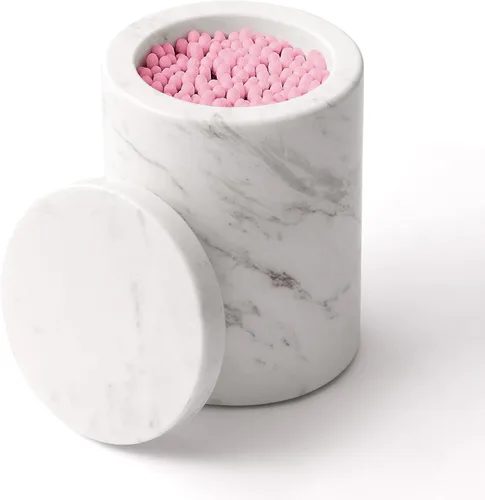 Miniatura 8 de Travertine Dispensador de Hisopos con Tapa para Hisopos de Algodón, Bolas, Almohadillas, Palillos de Hilo Dental, Frasco de Boticario de Mármol