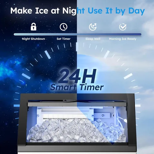 Miniatura 7 de Máquina comercial para hacer hielo – 150 libras/24 horas, máquina de hielo comercial con contenedor de almacenamiento de 50 libras, debajo