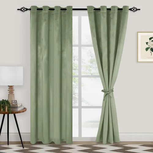 Miniatura 38 de XWZO Cortinas de terciopelo azul de 63 pulgadas de largo, elegantes cortinas de lujo suaves para sala de estar, aislamiento térmico, oscurecimiento