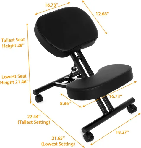 Miniatura 5 de Himimi Silla ergonómica para arrodillarse, piel sintética, cojines gruesos y cómodos de espuma moldeada, ruedas de freno, taburete ajustable