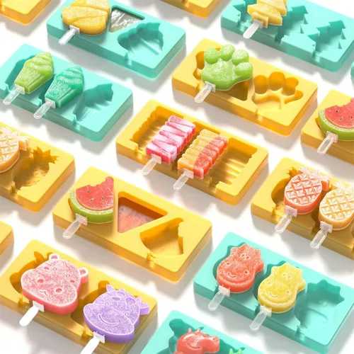 Miniatura 7 de Rolin Roly 2 moldes de silicona para paletas de hielo, piña, con 6 varillas, para hacer helados, tapas, reutilizables, para dulces, Navidad, Navidad