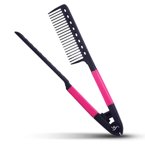 Peine de Alisado de Cabello HerStyler - Peine Alisador para Plancha - Facilita el Estilo - Obtén Cabello Lacio en Minutos (Rosa)