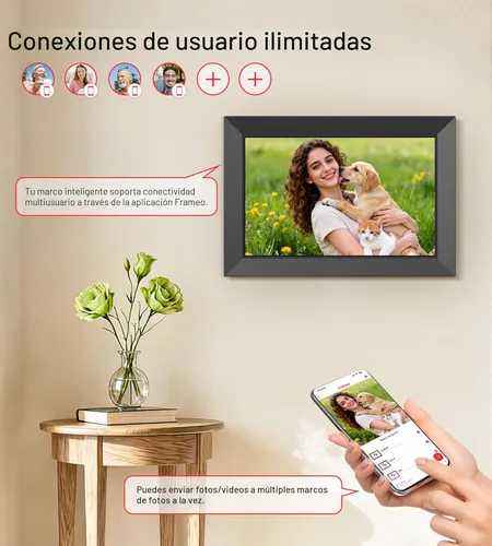 Miniatura 5 de BIGASUO Marco de fotos digital, marco digital Frameo de 10.1 pulgadas con WiFi con memoria de 32 GB, pantalla táctil IPS de 1280 x 800, envía