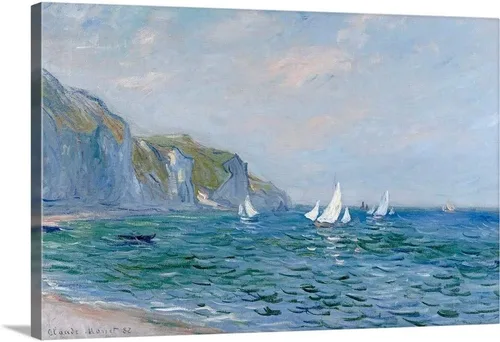 Miniatura 7 de CANVAS ON DEMAND Lienzo decorativo para pared, diseño de acantilados y veleros en Pourville por Claude Monet, impresionismo, costero, tradicional