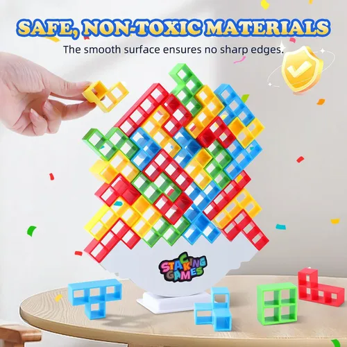 Miniatura 2 de Tetra Tower - Juego de apilamiento de 48 piezas de bloques de construcción de equilibrio para niños, adultos, familia, amigos, juego en
