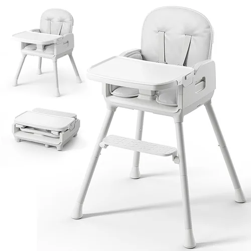 Miniatura 11 de Obee Odee Silla Alta Portátil 3 en 1 para Bebés y Niños Pequeños, Silla Alta Plegable Convertible Fácil de Limpiar para Infantes con Patas Beige