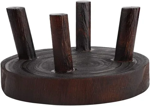Miniatura 8 de Taburete de madera para plantas, soporte bajo para plantas, soporte redondo para macetas elevadoras, soportes para múltiples plantas, soporte Marrón