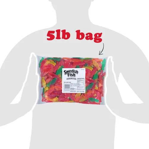 Miniatura 4 de SWEDISH FISH Surtido de dulces suaves y masticables, caramelos a granel, 5 libras