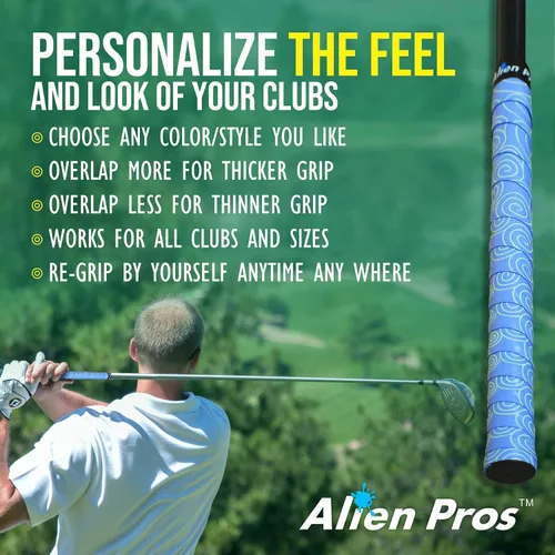 Miniatura 5 de ALIEN PROS Paquete de 6 cintas de envoltura de agarre de golf Blue Clouds & Lovely Hearts Mix - ReGrip en 1 minuto