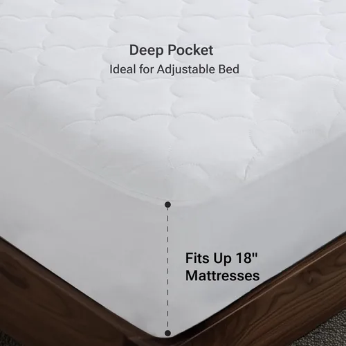 Miniatura 5 de Sleep Philosophy - Protector de colchón de algodón para cama individual, funda de colchón acolchada Classic Cloud, cubrecolchón natural