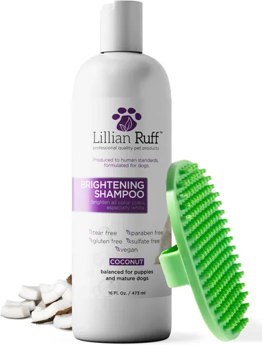 Miniatura 9 de Lillian Ruff Champú blanqueador profesional ultra brillante para perros y acondicionador desenredante para perros sin enjuague - Champú blanqueador