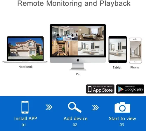 Miniatura 6 de Sistema de cámara de seguridad inalámbrica firstrend WiFi 1080P, NVR de 8 canales con 4 cámaras de seguridad para el hogar y disco duro de 1 TB