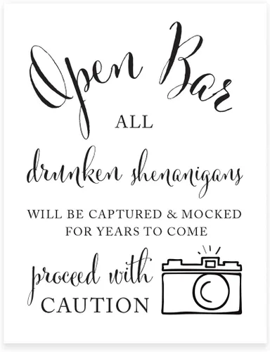 Miniatura 39 de Andaz Press Letreros de fiesta de boda, impresión formal en blanco y negro, 8.5 x 11 pulgadas, suite de novia, vestidor, paquete de 2