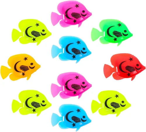 TINKSKY 10 piezas de plástico artificial móvil flotante decoración para acuario pecera (patrón de color aleatorio)