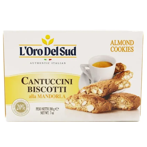 Miniatura 7 de L'Oro Del Sud Galletas de almendras, 7.05 oz (200 g), galletas italianas Cantuccini d'Abruzzo, hechas con almendra de calidad real, sin OMG