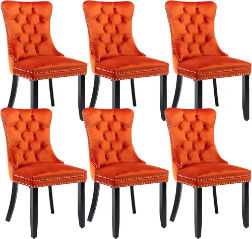 Miniatura 73 de Shenyon Juego de 2 Sillas de Comedor de Terciopelo Gris, Sillas de Comedor Tapizadas con Ribete de Anilla Trasera y Patas de Madera Maciza, Sillas