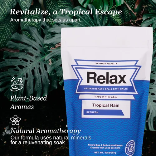 Miniatura 4 de Relax Spa & Bath Sales de baño de aromaterapia para bañera de hidromasaje, baño o spa, bolsa de 2 libras con infusión de magnesio, sal de baño