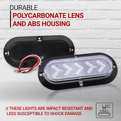 Miniatura 7 de TMH (paquete de 2) Luz indicadora de señal de giro, luz trasera, 6 pulgadas, 25 LED, montaje en superficie, lente ovalada transparente, luz