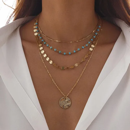 Miniatura 54 de Long tiantian Collares en capas para mujer, joyería occidental para mujer, collar de moneda apilable, collar de país, moderno, bohemio, verano
