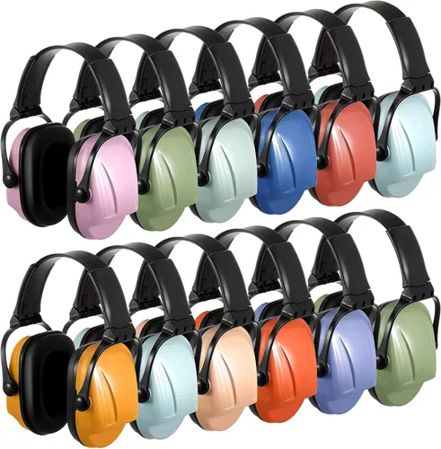 Miniatura 9 de Amylove 12 unidades de protección auditiva para adultos y niños, auriculares con cancelación de ruido, orejeras de tiro a granel con reducción