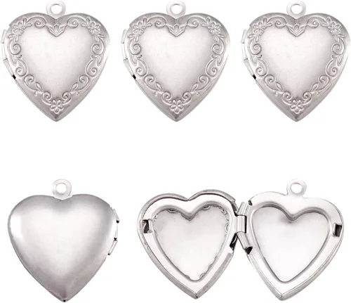Miniatura 8 de Beadthoven - 10 colgantes con marco de fotos para collares, fabricación de joyas, accesorios personalizados, suministros de decoración Corazón