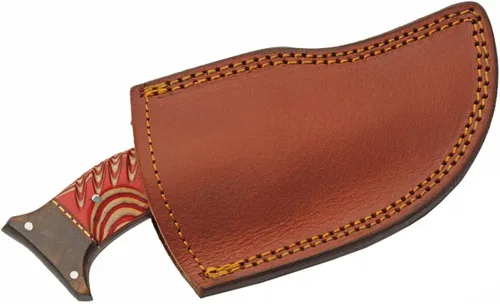 Miniatura 4 de SANZ - Cuchillo de caza de rinoceronte de Damasco de 8 pulgadas, cuchillo de campamento rojo con mango de madera, hoja de espiga completa y funda