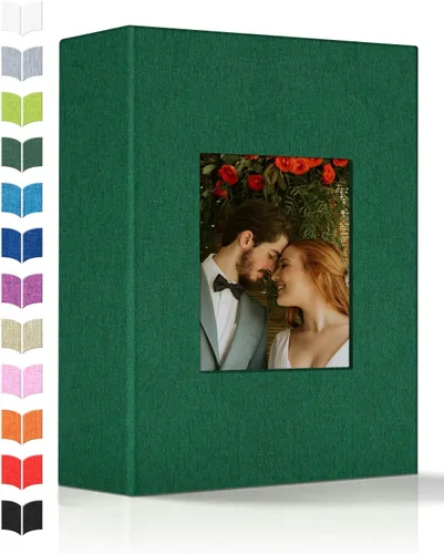 Miniatura 15 de Álbum de fotos Artfeel 4x6 con 300 bolsillos, álbumes de fotos deslizables, libro de memorias con cubierta de lino y ventana frontal, libro de fotos