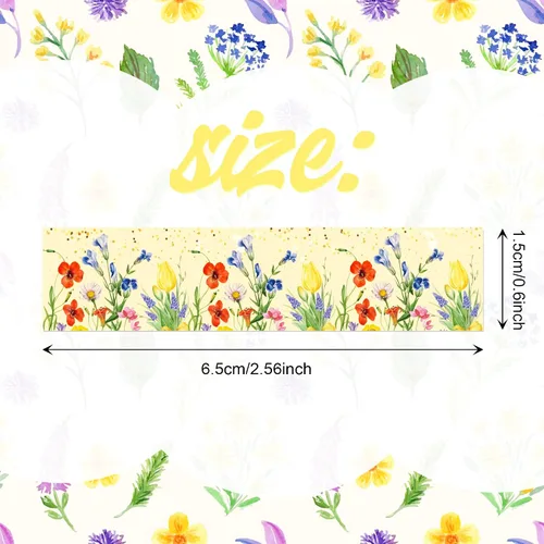 Miniatura 3 de Adirasenotek Juego de 12 rollos de cinta washi floral, diseño de flores de mariposa, calcomanías decorativas de papel decorativo, manualidades