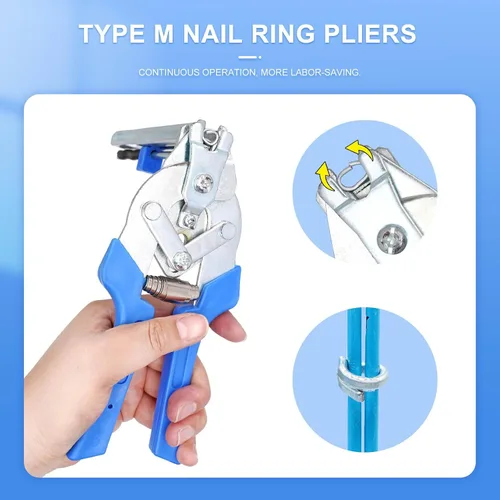 Miniatura 6 de Alicates de anillo de uñas tipo M para esgrima con 2400 clips M, kit de alicates de anillo de cerdo, herramienta de mano de reparación de tapicería