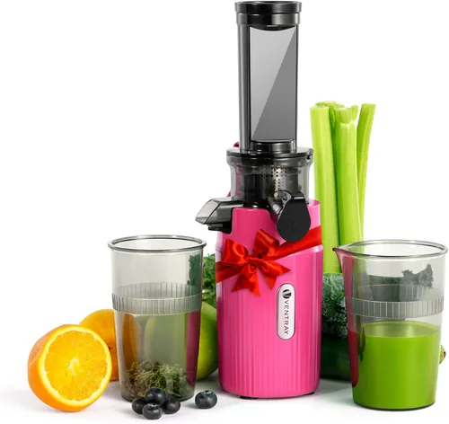 Miniatura 10 de Ventray Ginnie - Mini exprimidor de prensa en frío, pequeño exprimidor lento para verduras y frutas, alto rendimiento de jugo, fácil de limpiar