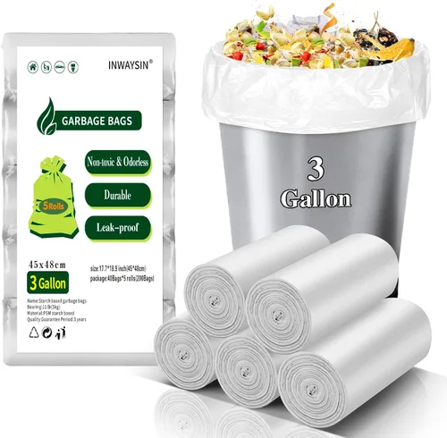 Miniatura 14 de Inwaysin - Bolsas de basura de 13 galones de alto, bolsas de basura negras biodegradables, 75