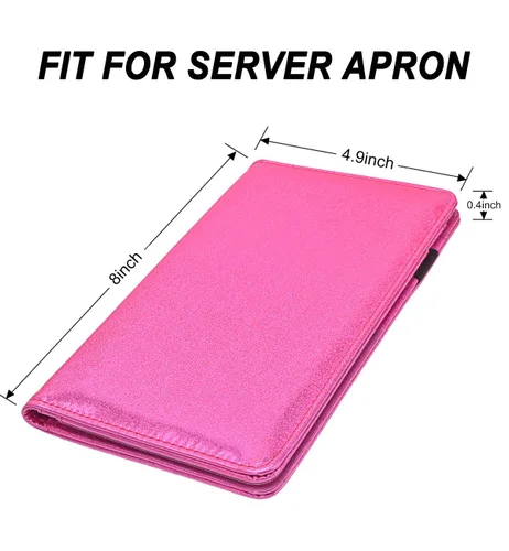 Miniatura 3 de Libreta organizadora para camarera Book&Waitstaff; de piel con brillos y cartera y bolsillo con cierre; lindo organizador con bolsillo para monedas