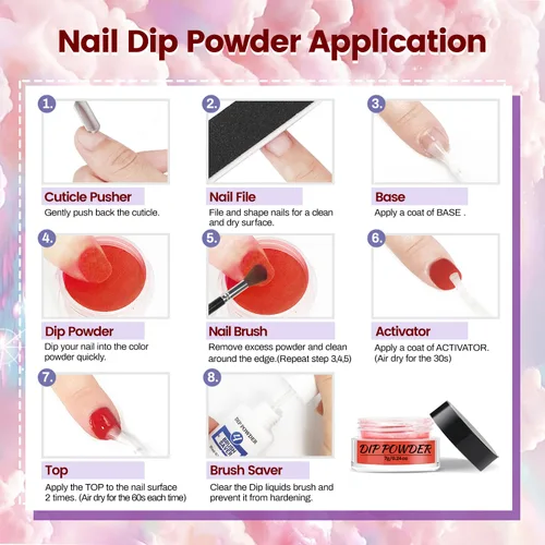 Miniatura 8 de OpenLive Kit de polvo de inmersión para uñas, kit de inicio de polvo de inmersión de uñas de 56 colores, secado rápido, para manicura de inmersión