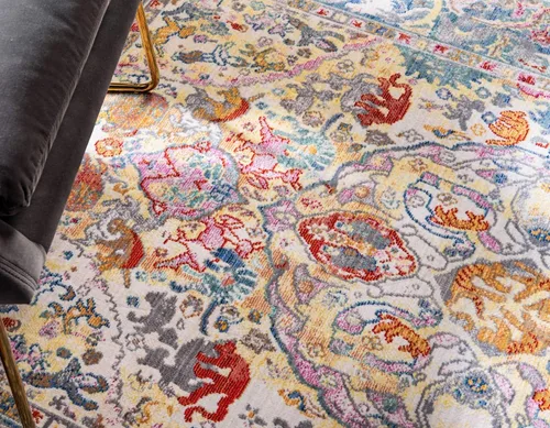 Miniatura 5 de Unique Loom Austin Collection Botanical, Medallion, Vintage Alfombra de área 4' 0" x 6' 0", Beige/Azul
