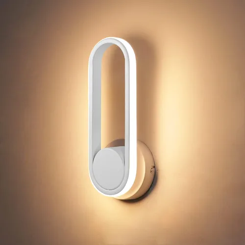 XEYOU Aplique de pared interior moderno de 12 W, giratorio de 330 °, luz de pared blanca para dormitorio, sala de estar, hotel, pasillo, pasillo,