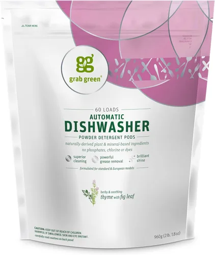 Miniatura 12 de Grab Green Cápsulas de detergente automático para lavavajillas, 132 unidades, aroma a hierba de limón mandarina, a base de plantas y minerales