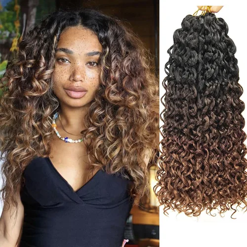 Miniatura 13 de GoGo Curl Crochet Hair 18 pulgadas onda de agua pelo sintético bohemio ganchillo trenzado jengibre onda profunda extensiones de cabello trenzado