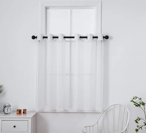 Miniatura 19 de PI - Cortinas traslúcidas con paneles pequeños, cortina transparente para ventana de cocina, mirador, 2 paneles
