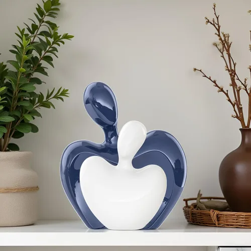 Miniatura 6 de XMGZQ Figuras de cerámica azul y blanca para decoración del hogar, compromiso de boda, regalo romántico para marido, esposa, estatua de amor grande