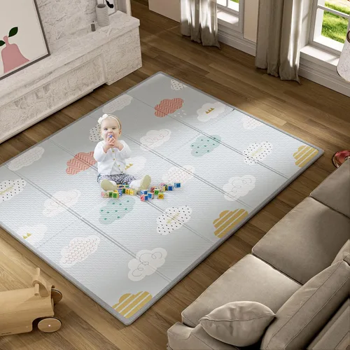 Miniatura 8 de UANLAUO Alfombra de juego plegable para bebés - 71 x 59 pulgadas, reversible para bebés a niños, antideslizante para interior y exterior