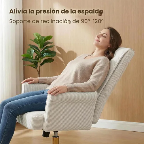 Miniatura 7 de YITAI Silla de escritorio giratoria de terciopelo de 360°, moderno sillón de oficina en casa con base dorada y ruedas para tocador, cómoda silla