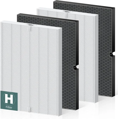 116130 Filtro de repuesto H para purificador de aire Winix 5500-2 AM80 Plasmawave, filtro HEPA verdadero y filtro de carbón activado, paquete Blanco