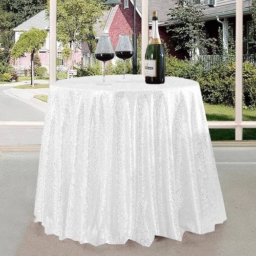 Miniatura 108 de Manteles redondos de lentejuelas negros para fiestas, de 121,9 cm, mantel redondo de purpurina ajustado, pequeño, lindo y dulce, para boda