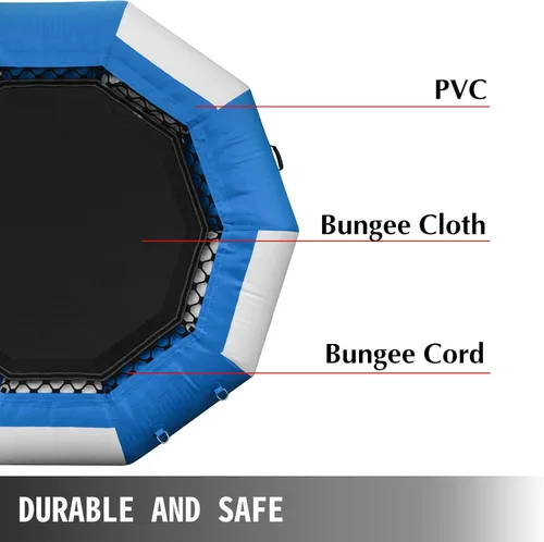 Miniatura 3 de Happybuy Trampolín inflable del agua, gorila inflable redonda del agua con la escalera mecánica, trampolín del agua en azul y blanco