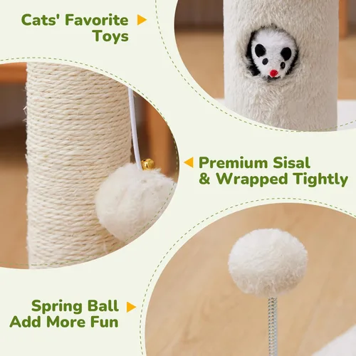 Miniatura 3 de Woochpet Postes rascadores para gatos de 33" para gatos adultos, rascador de gatos con base cubierta de tela suave y cuerda de sisal duradera