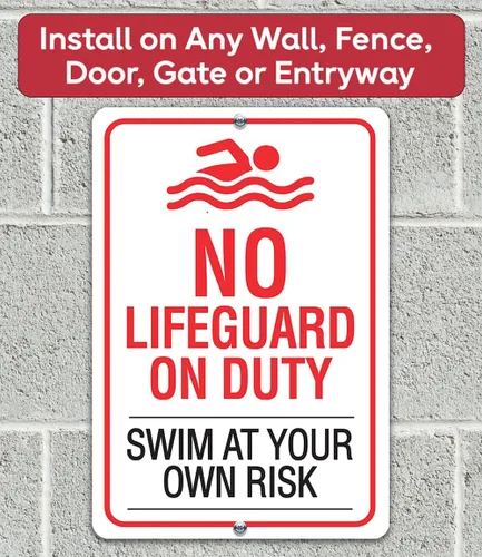 Miniatura 7 de Metal Sign-No Lifeguard on Duty, Swim At Your Own Risk- Use Indoor/Outdoor - Water Safety Notice Hazard Awareness Sign, For Beaches, Rivers, Lakes