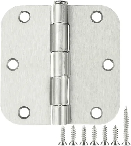 Paquete de 3 bisagras para puerta, redondeadas con radio de 5/8", herrajes de hierro plano resistente, juego para dormitorio, cocina, sala de estar,
