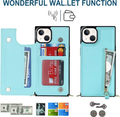 Miniatura 6 de Crossbody Phone Case iPhone 12 / iPhone 12 Pro Leather Card Holders Wallet Protective Case Removable Adjustable Leather Strap with Button Compatible
