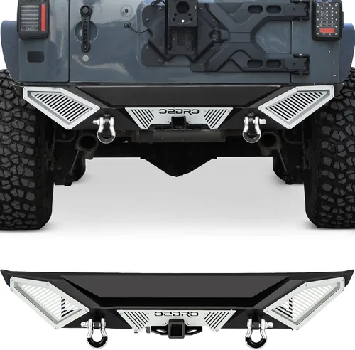 Miniatura 9 de OEDRO Parachoques delanteros y traseros, compatibles con Jeep Wrangler JK y Unlimited 2007-2018, parachoques Rock Crawler con montaje de placa