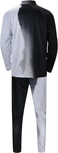 Miniatura 3 de Conjunto deportivo de 2 piezas para hombre, con cremallera, camiseta polo y pantalones a rayas, informal, para gimnasio, atletismo, ropa deportiva
